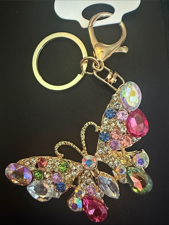 Handbags - Butterfly Key Chain with multicolor rhinestone crystals
